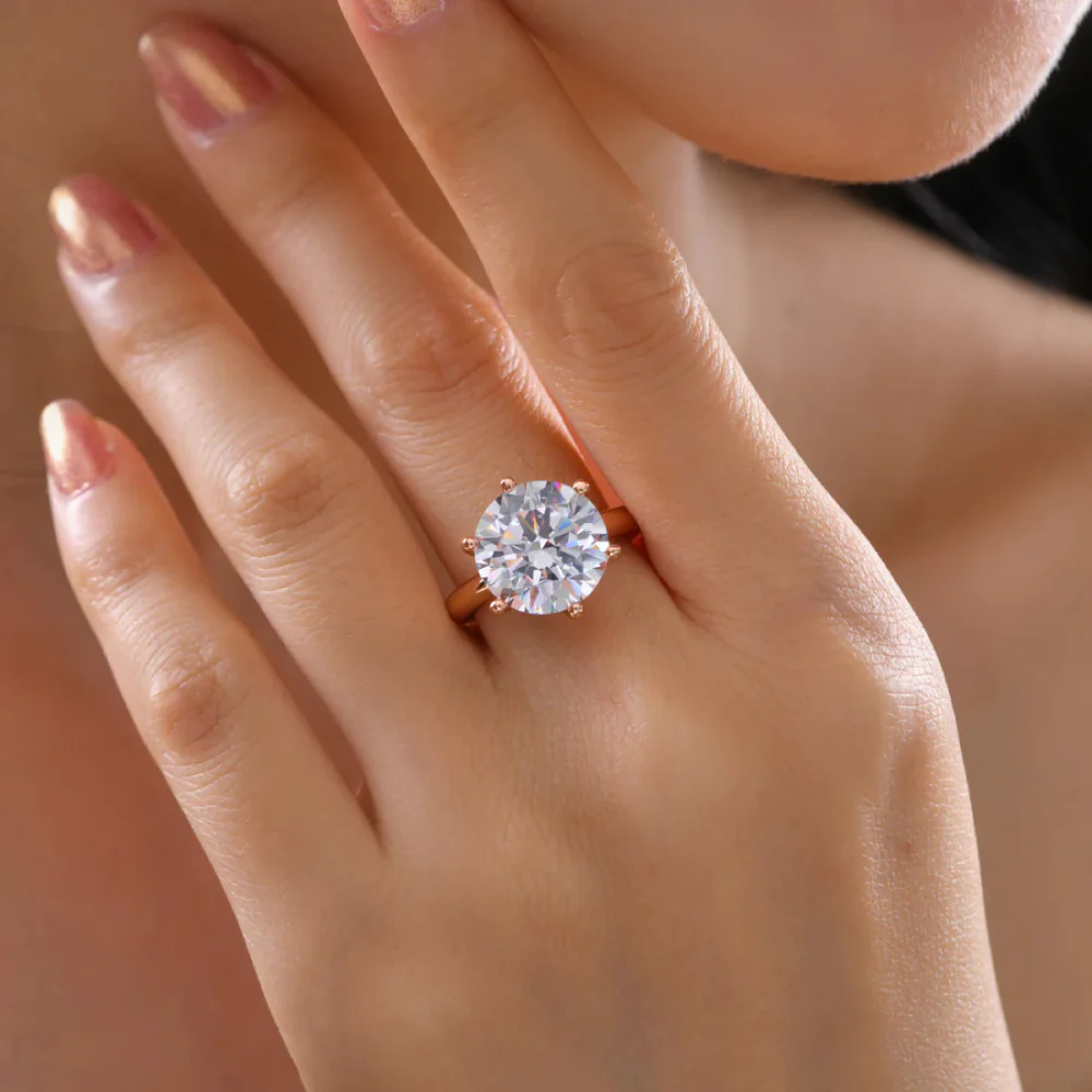 Anna Zuckerman Anastasia 23 Women's 7 ct. Diamond Crystalline Solitaire Engagement Ring in 18K Yellow Gold-Plating over 925 Sterling Silver - Image 6