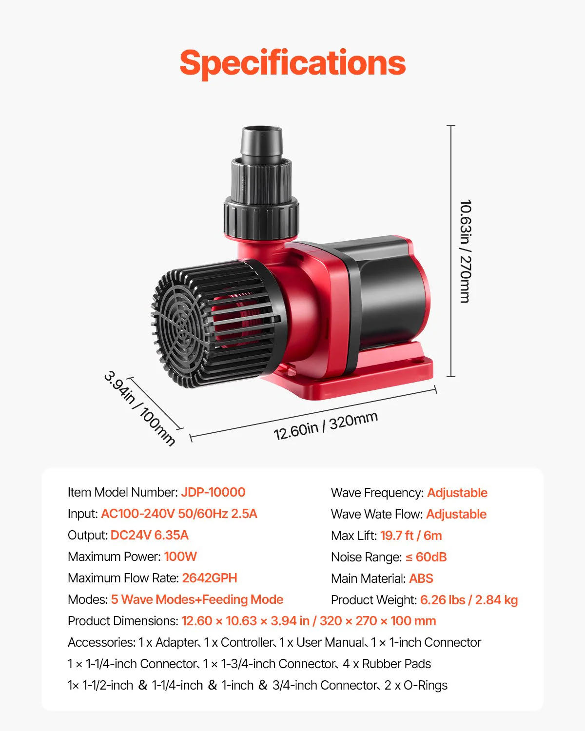 Aquarium 24V DC Water Pump with Controller 100W 2642GPH Wave Maker Return Pump - Image 6