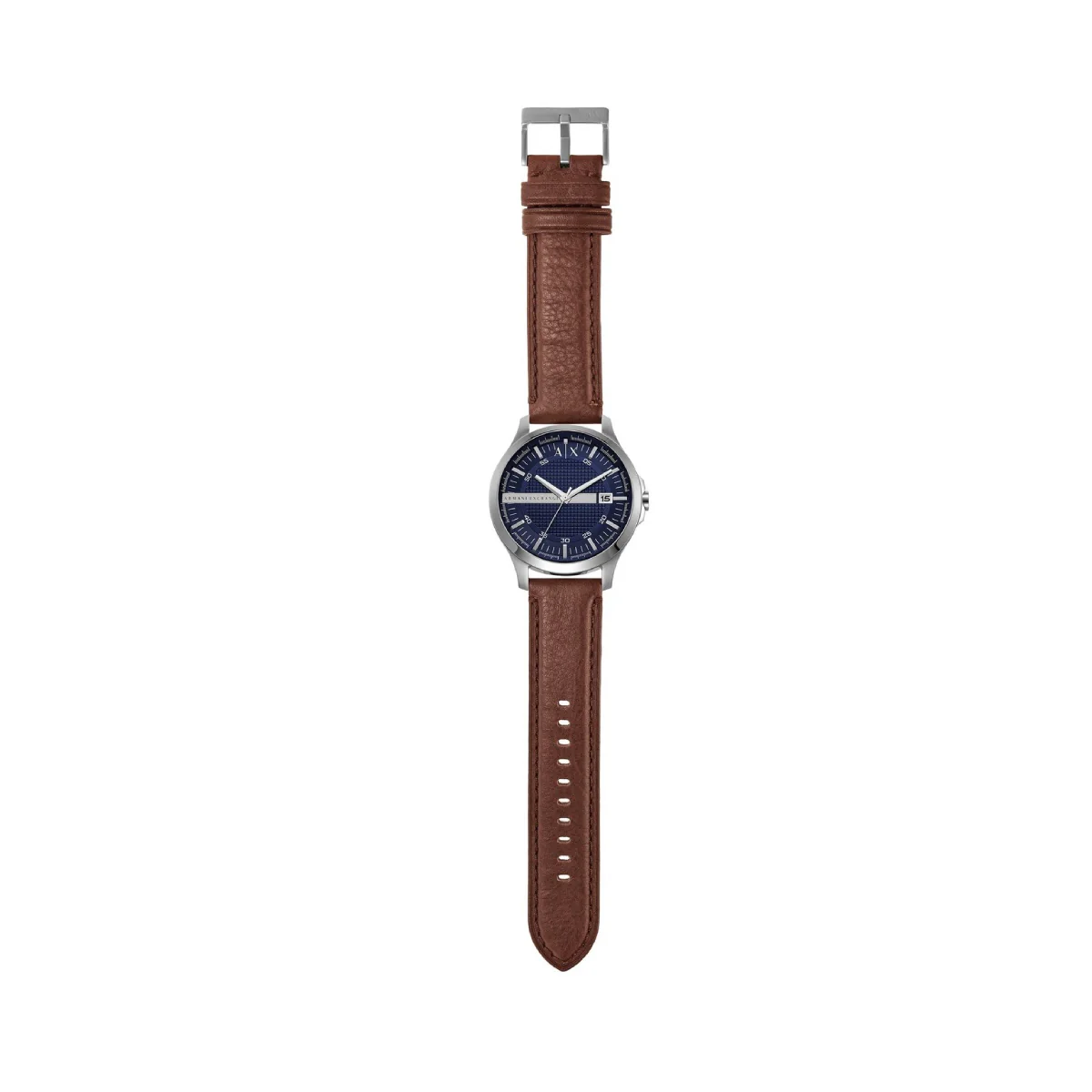 Armani Exchange Hampton Men's 46mm Brown Strap Watch - Navy Dial - Image 2