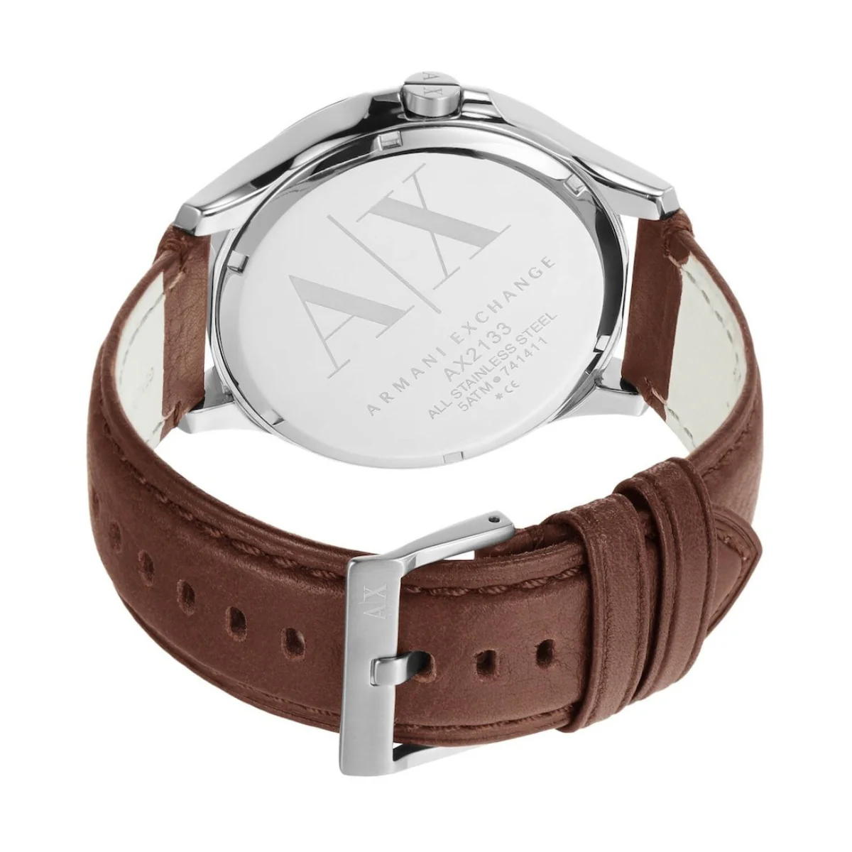 Armani Exchange Hampton Men's 46mm Brown Strap Watch - Navy Dial - Image 4