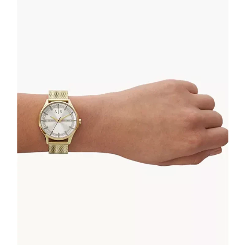 Armani Exchange Lady Hampton Women's 36mm Three-Hand Gold Bracelet Watch - Gray Dial - Image 5