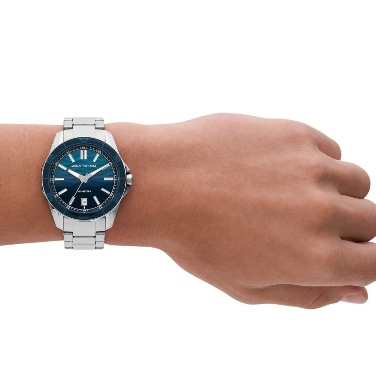 Armani Exchange Men's 44mm Silver Bracelet Watch - Blue Dial - Image 4