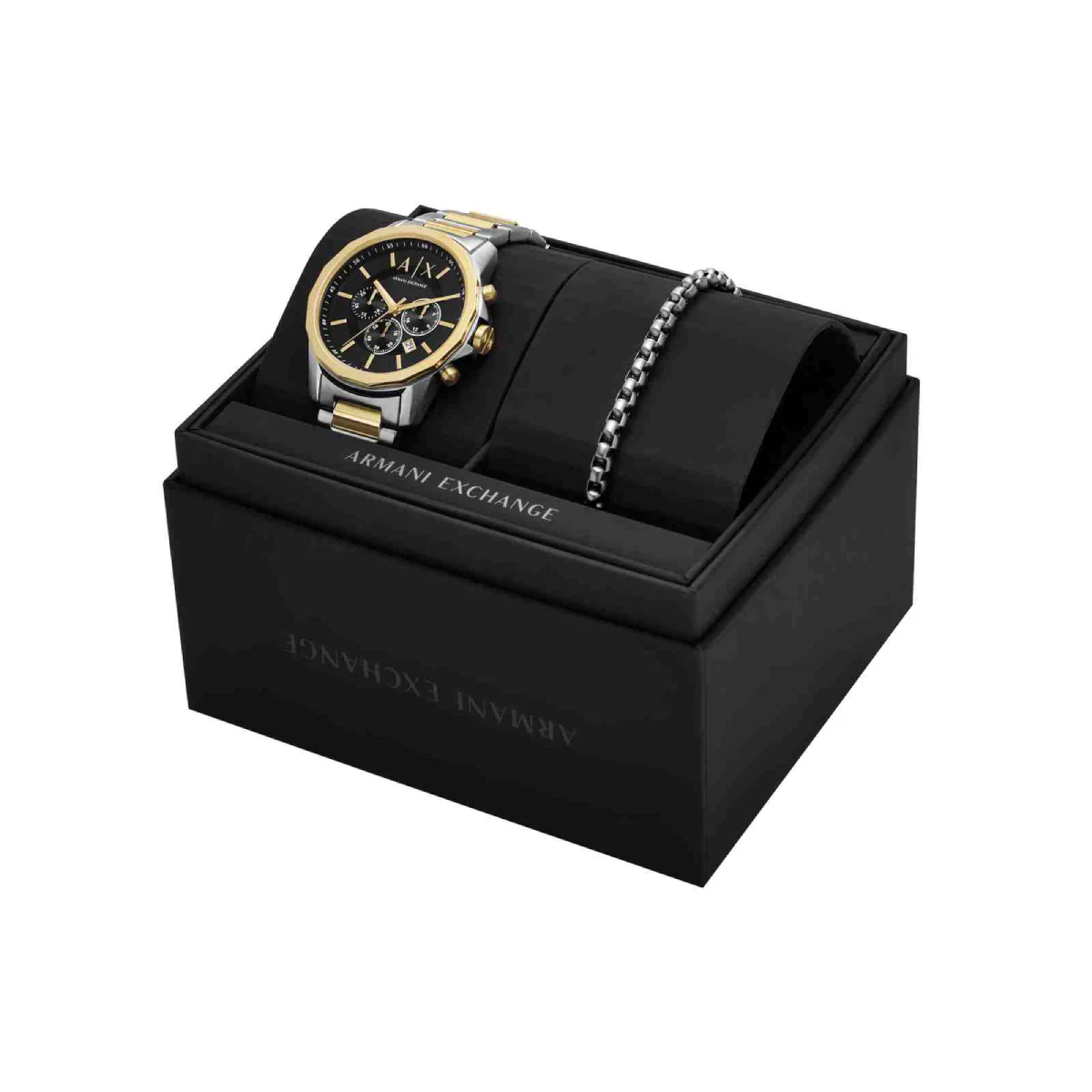 Armani Exchange Men's 44mm Two-Tone Watch with Bracelet - Black - Image 3