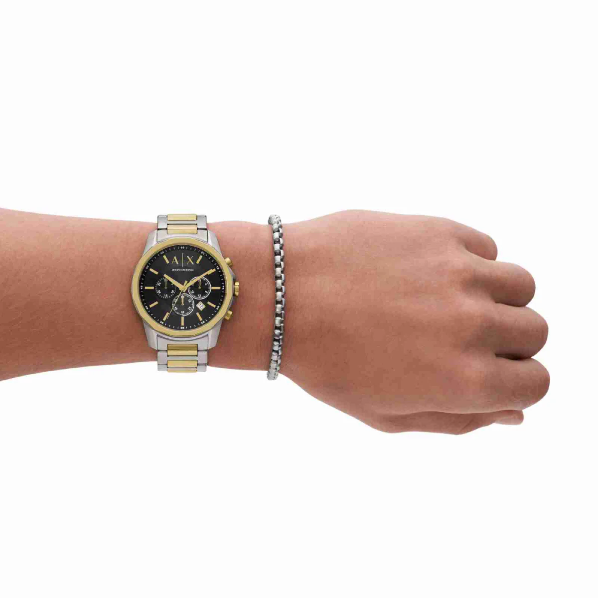 Armani Exchange Men's 44mm Two-Tone Watch with Bracelet - Black - Image 4