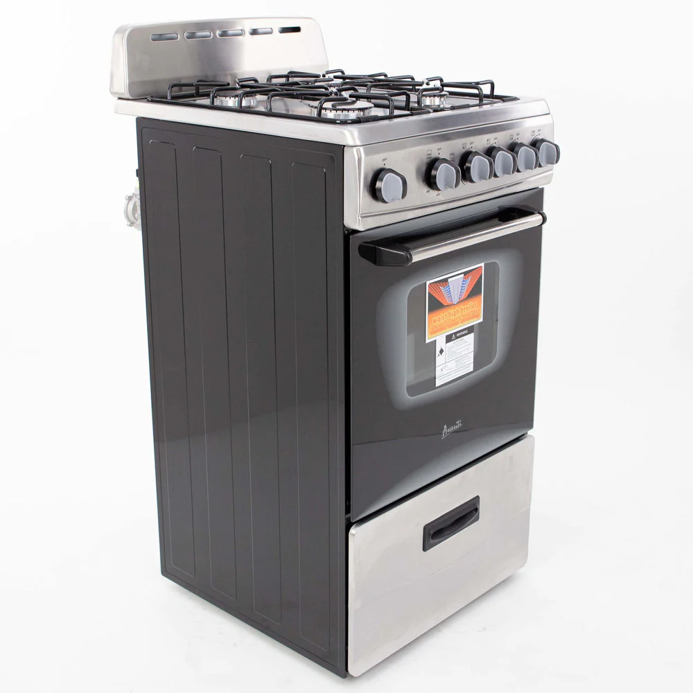 Avanti GR2013CSS 20" Freestanding Gas Range with 2.1 Cu. Ft Oven, Stainless Steel/Black - Image 2
