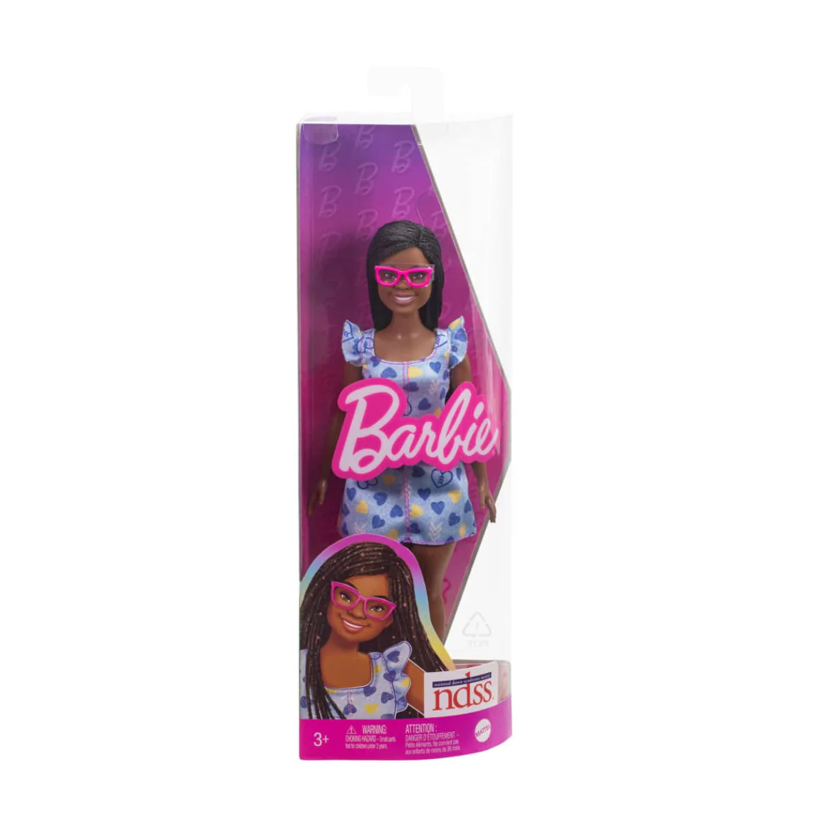 Barbie 11.5" Fashionistas Doll with Down Syndrome Wearing Heart-Print Dress - Image 5