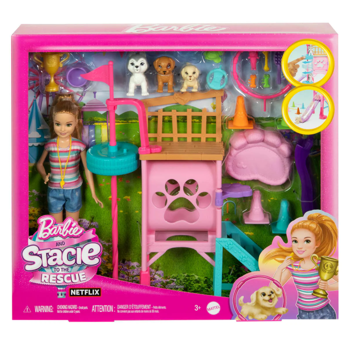 Barbie And Stacie To The Rescue Puppy Playground Playset with 3 Pet Dog Figures - Image 5
