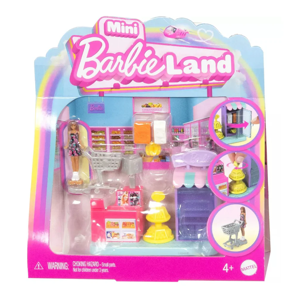 Barbie Mini Barbieland Collectible Supermarket Playset with 1.5" Barbie Doll - Image 4