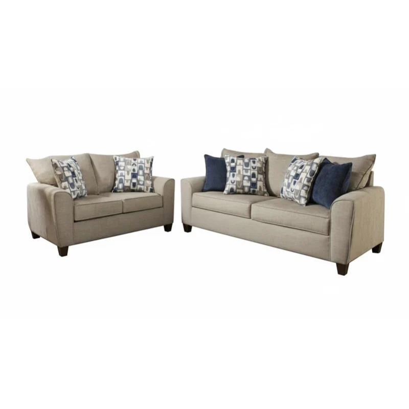 Barcelona Sofa and Loveseat with Pillows by Best Home - Beige - Image 2