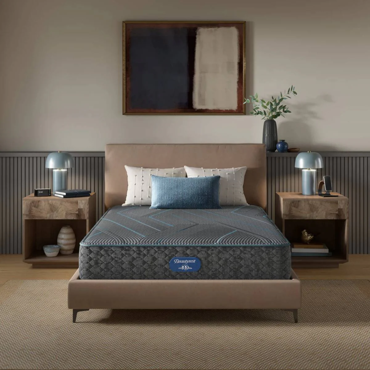 Beautyrest Level Two 12" Hybrid Medium Firm Queen Size Mattress -  Blue/Gray - Image 2
