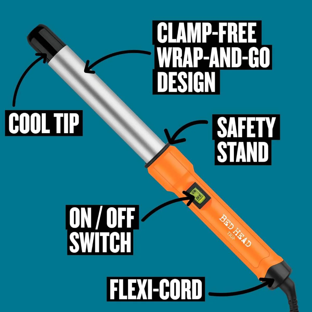 Bed Head BH387N1 Curlipops Styling Iron with Protective Glove - Orange - Image 4