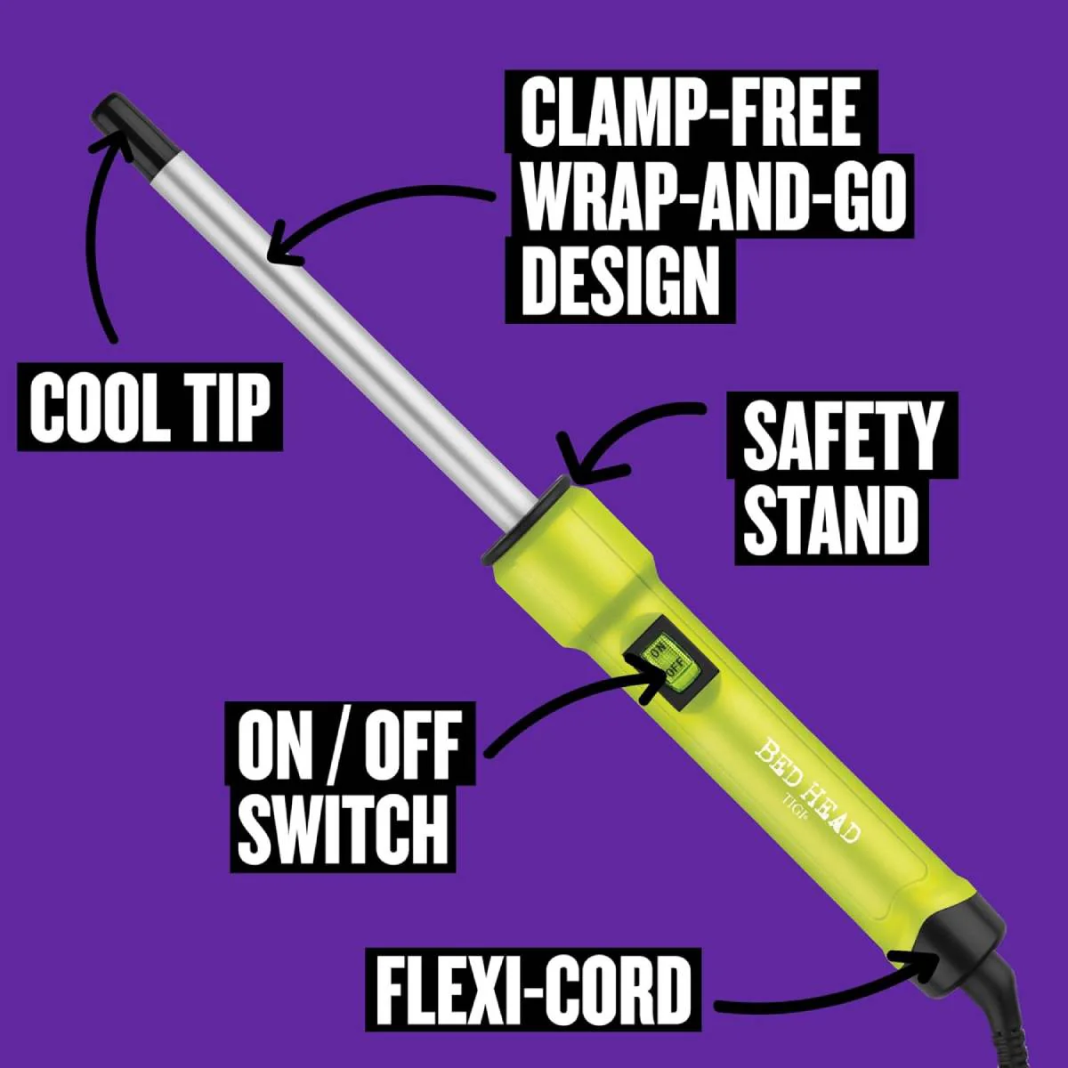 Bed Head BH391N1 Curlipops Skinny Pop Styling Iron with Protective Glove - Neon Yellow - Image 4