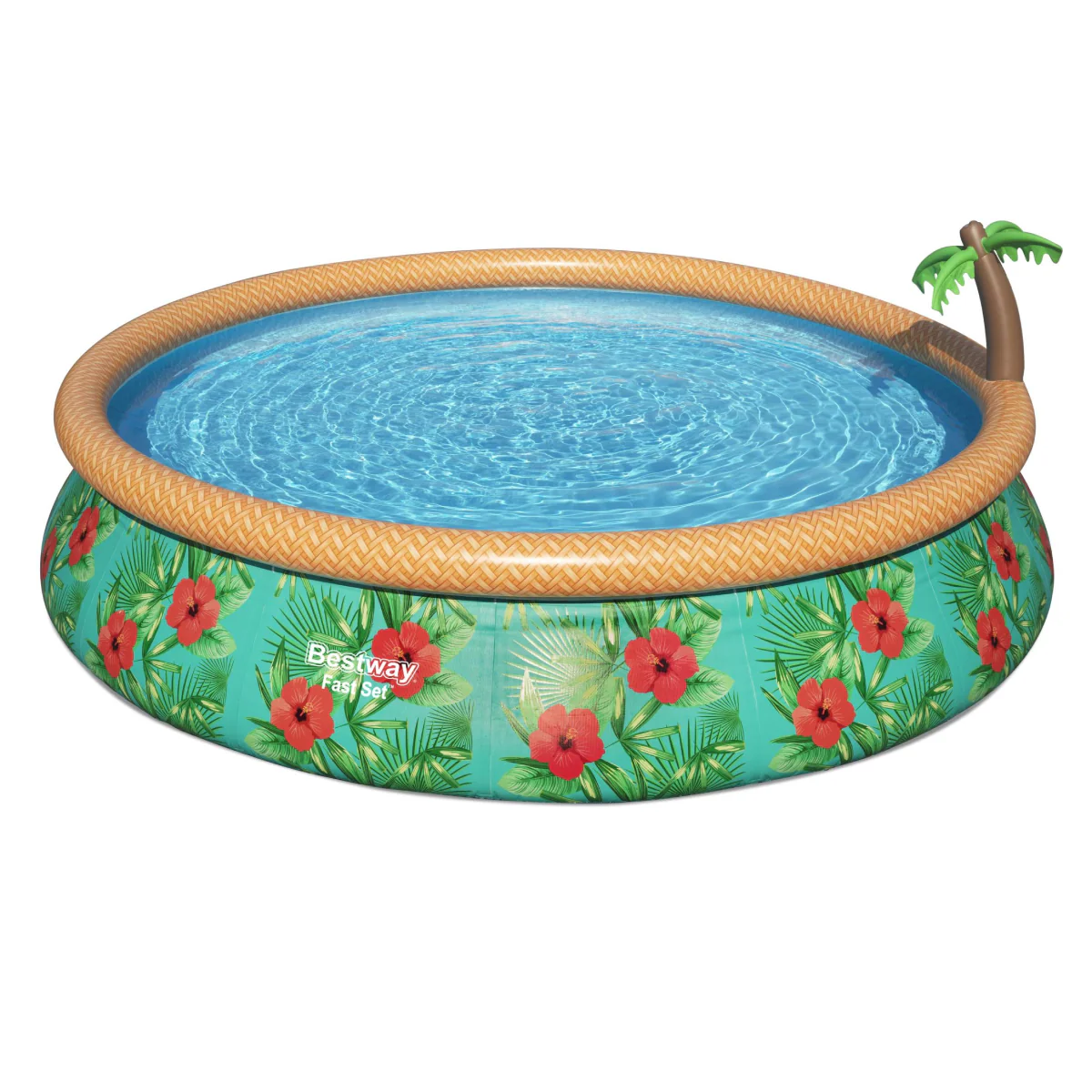 Bestway Fast Set Paradise Palms 15’ X 33” Round Inflatable Pool Set With Sprinkler
