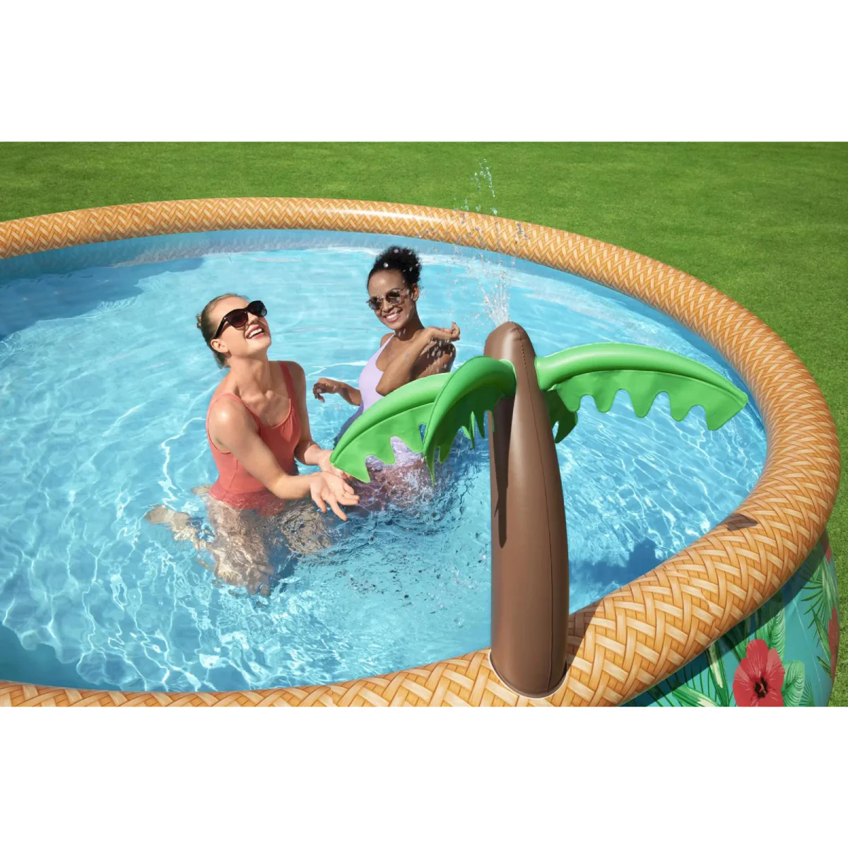 Bestway Fast Set Paradise Palms 15’ X 33” Round Inflatable Pool Set With Sprinkler - Image 5