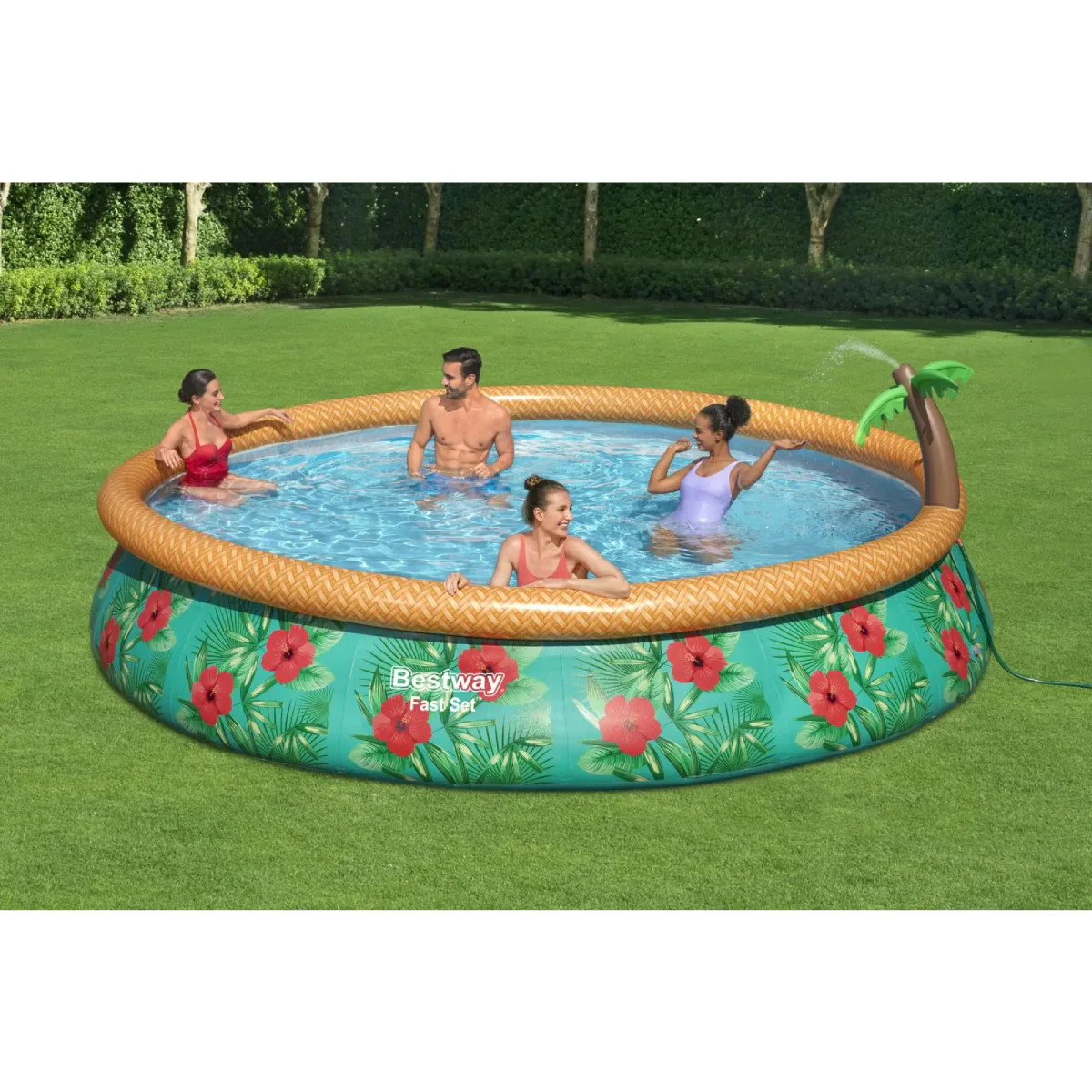 Bestway Fast Set Paradise Palms 15’ X 33” Round Inflatable Pool Set With Sprinkler - Image 8