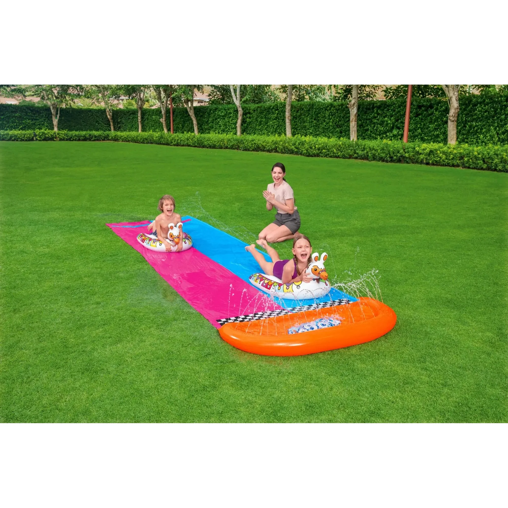 Bestway H2OGO! Llama Rama Double Race Water Slide with Two Surf Riders - Image 6