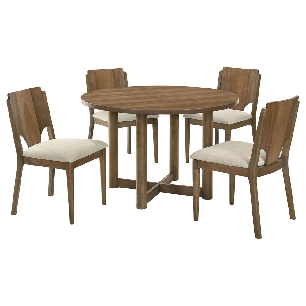 Biltmore 5 Piece Round Wood Dining Table Set - Image 2