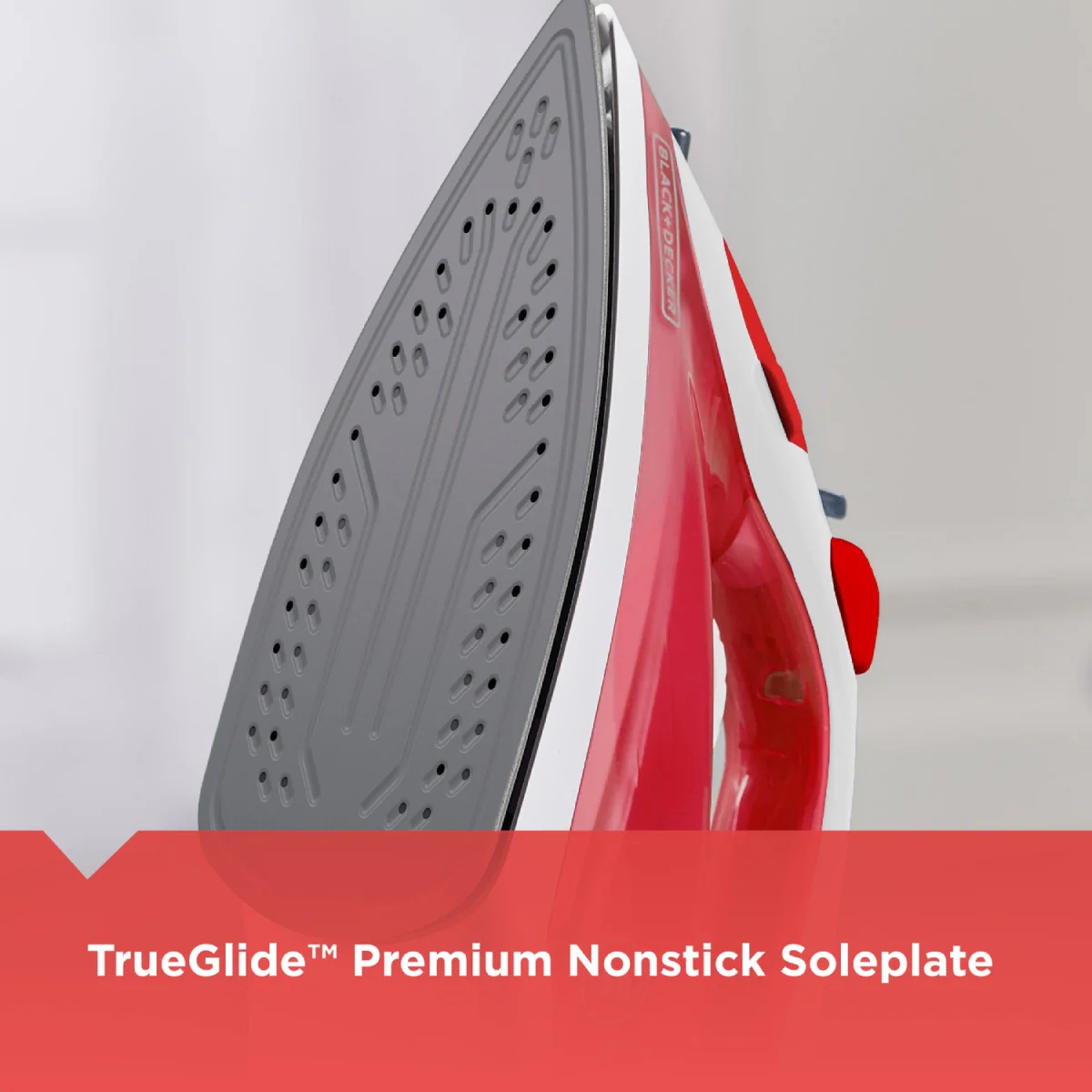 BLACK+DECKER TrueGlide Variable Control Compact Steam Iron with Nonstick Plate - Red - Image 3