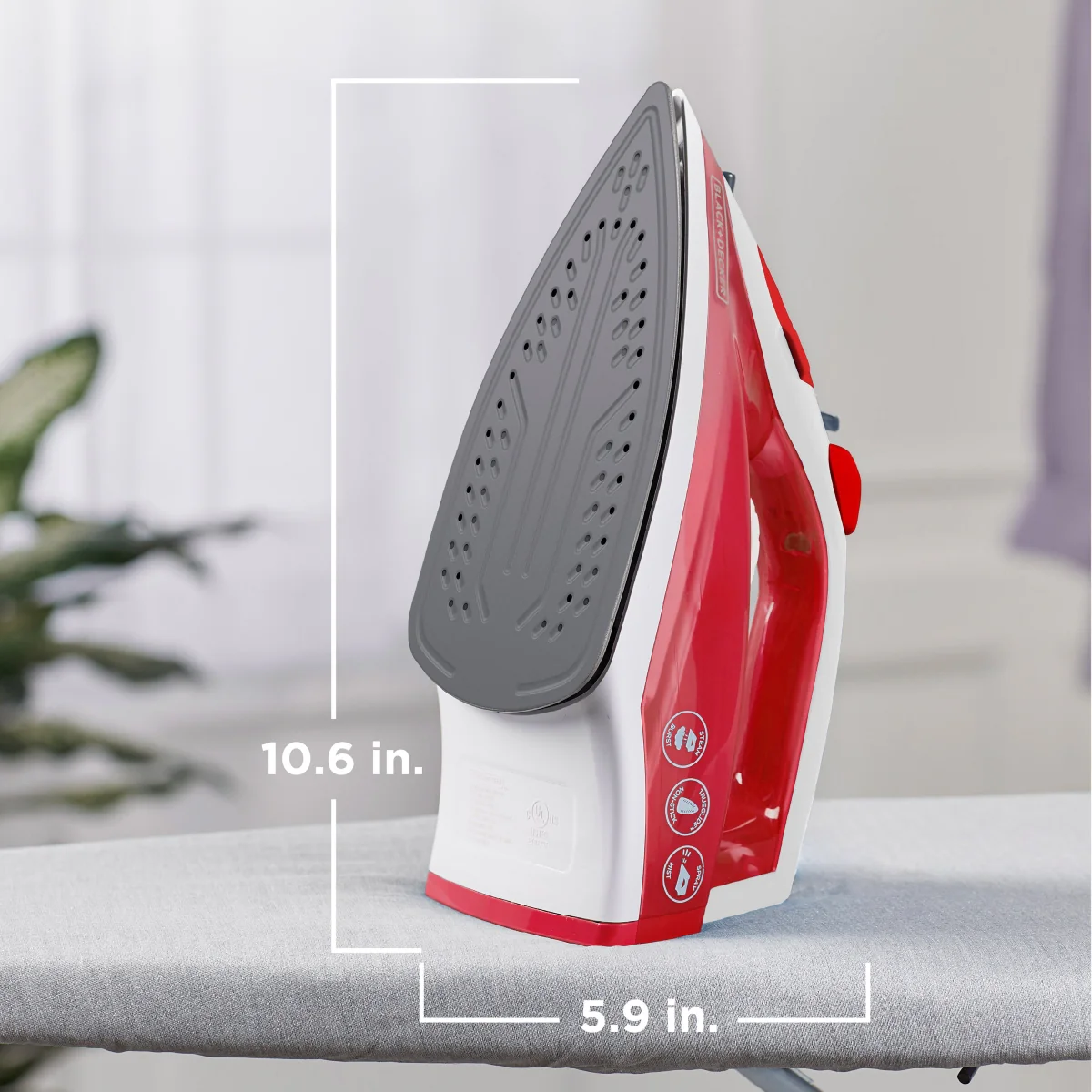 BLACK+DECKER TrueGlide Variable Control Compact Steam Iron with Nonstick Plate - Red - Image 7