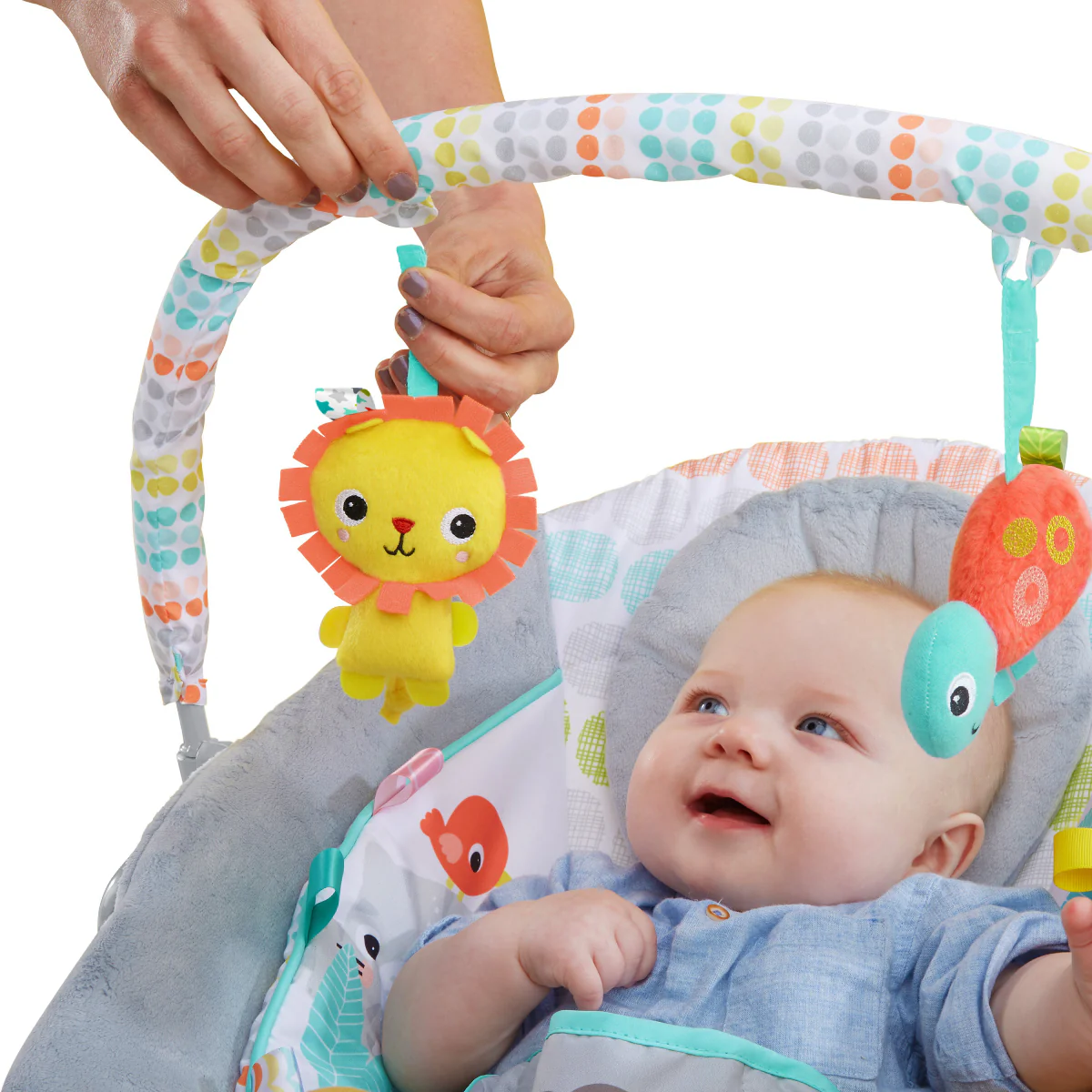 Bright Starts Bouncer Seat with Soothing Vibration and Melodies - Whimsical Wild - Image 4
