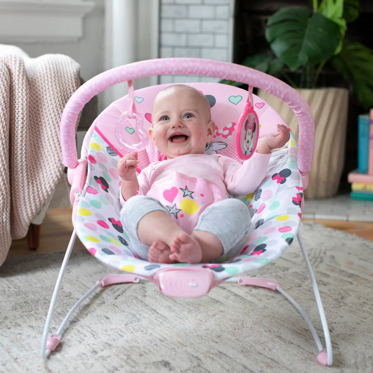 Bright Starts Disney Baby Minnie Mouse Vibrating Baby Bouncer - Spotty Dotty - Image 10