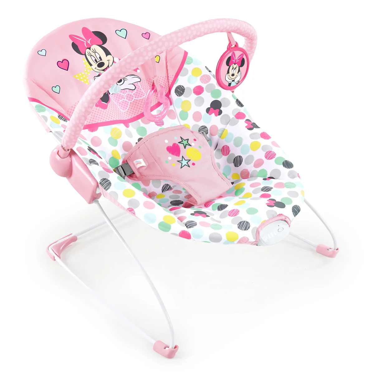 Bright Starts Disney Baby Minnie Mouse Vibrating Baby Bouncer - Spotty Dotty - Image 2