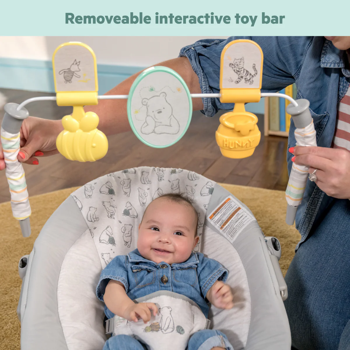 Bright Starts Disney Baby Winnie the Pooh Classic Pals Vibrating Bouncer - White - Image 3