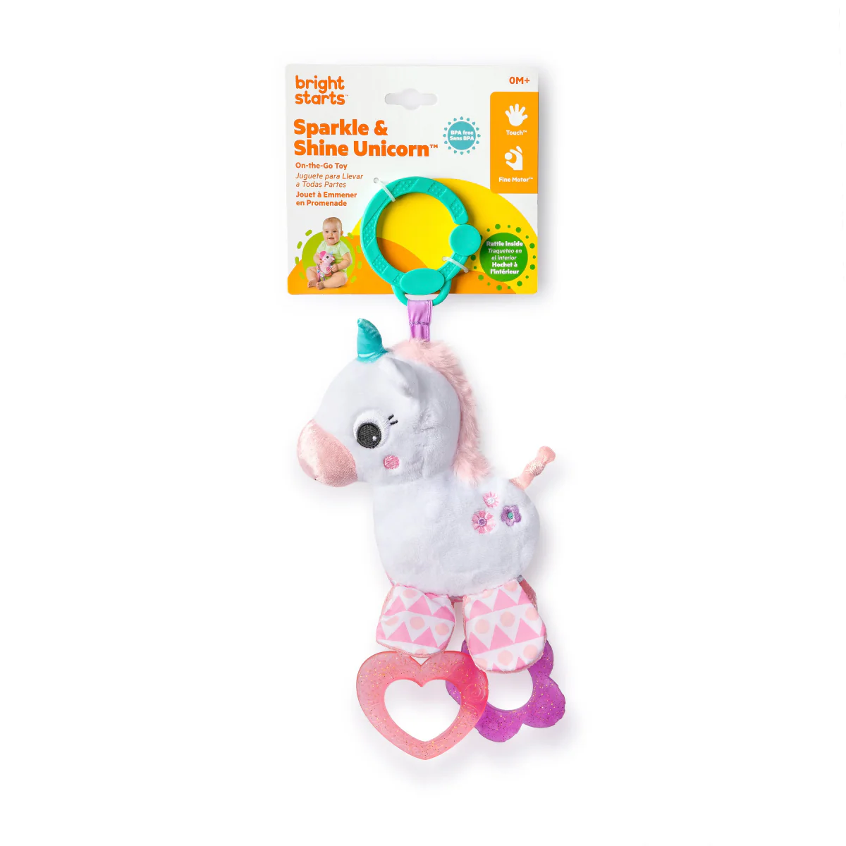 Bright Starts Sparkle and Shine Unicorn On-the-Go Take-Along Toy - White - Image 2