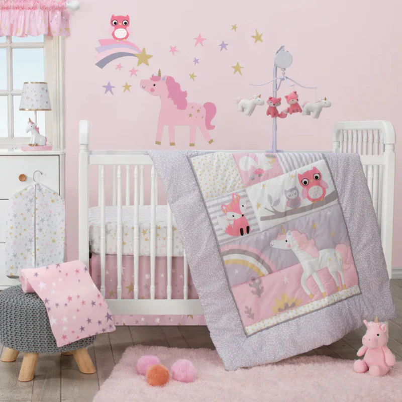 Bundle: Soho Baby Ellison Rustic White 4-in-1 Convertible Crib + Bedtime Originals Rainbow Unicorn and Fox Musical Baby Crib Mobile + Bedding Set + Diaper Stacker - Image 20