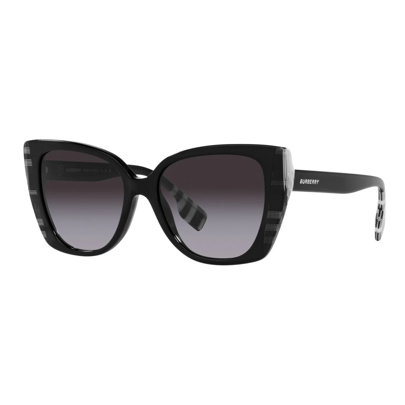 Burberry Women's Cat Eye Sunglasses, Dark Gray Gradient/Black Check - Image 2