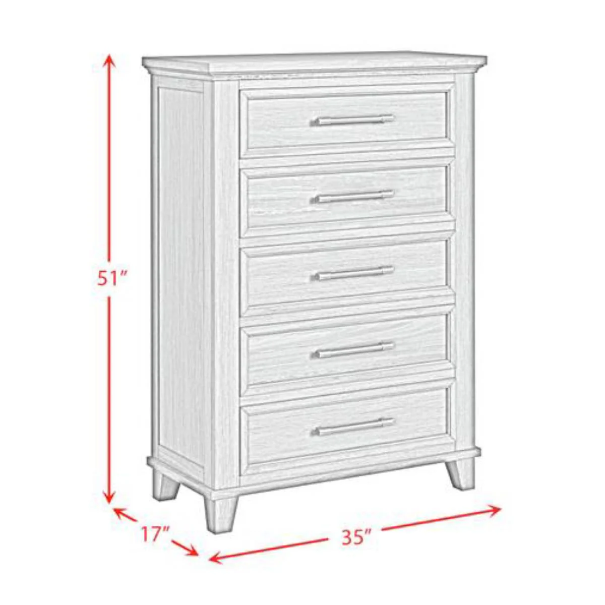 Canterbury 51" Chest with 5 Drawers by Elements - Image 9