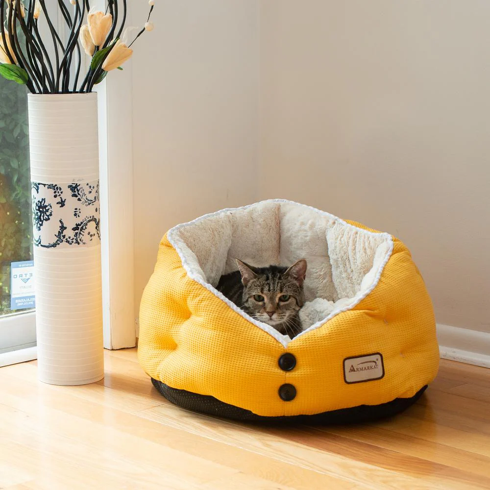 Cat Bed Gold Waffle And White - Image 3