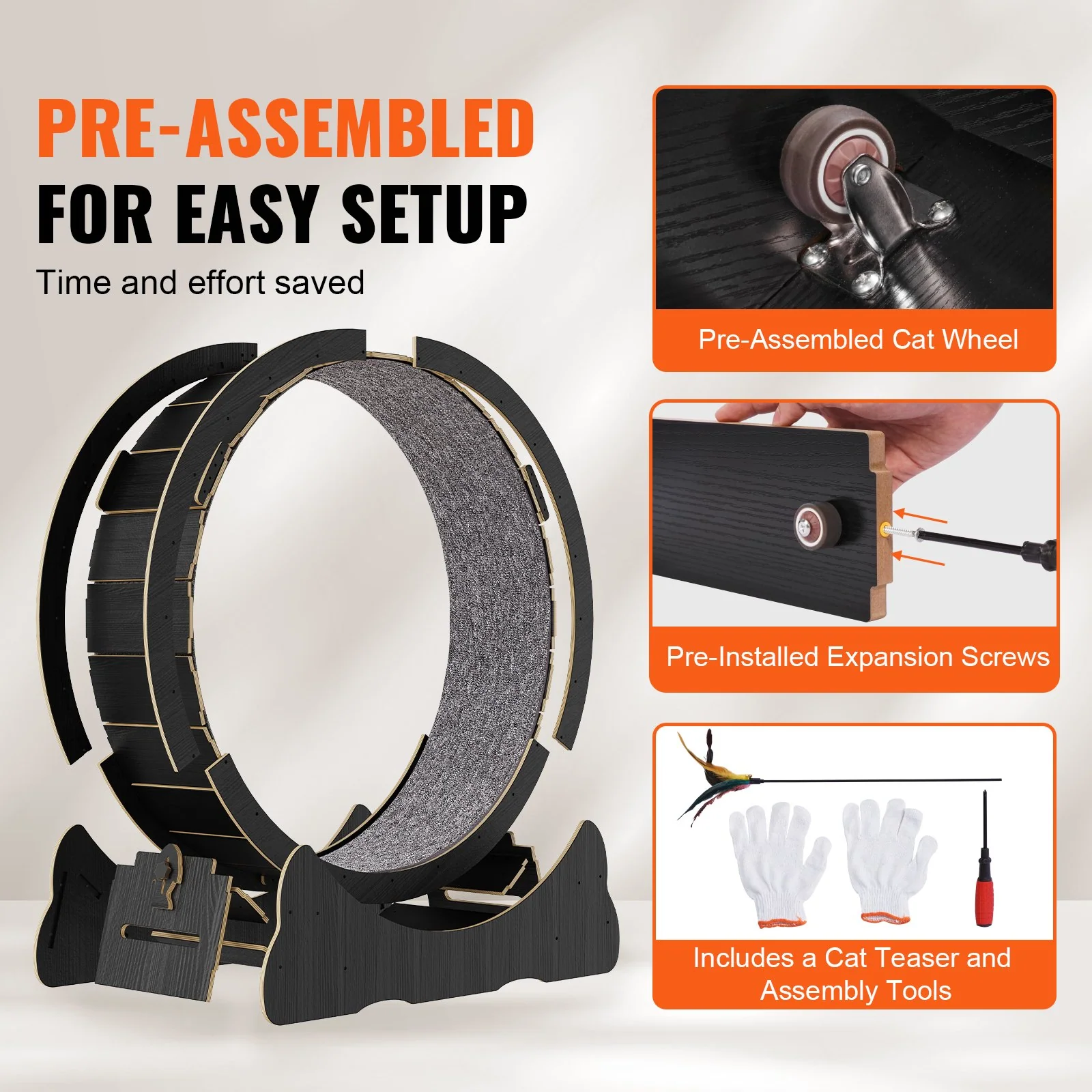 Cat Exercise Wheel 43.3" Large Cat Treadmill Wheel for Indoor Cats Black - Image 4