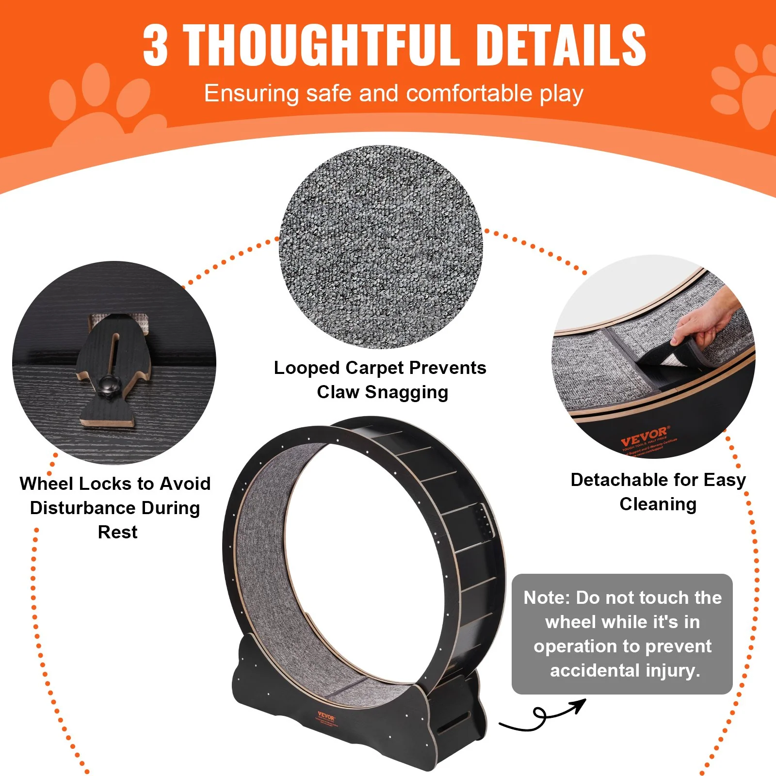Cat Exercise Wheel 43.3" Large Cat Treadmill Wheel for Indoor Cats Black - Image 5