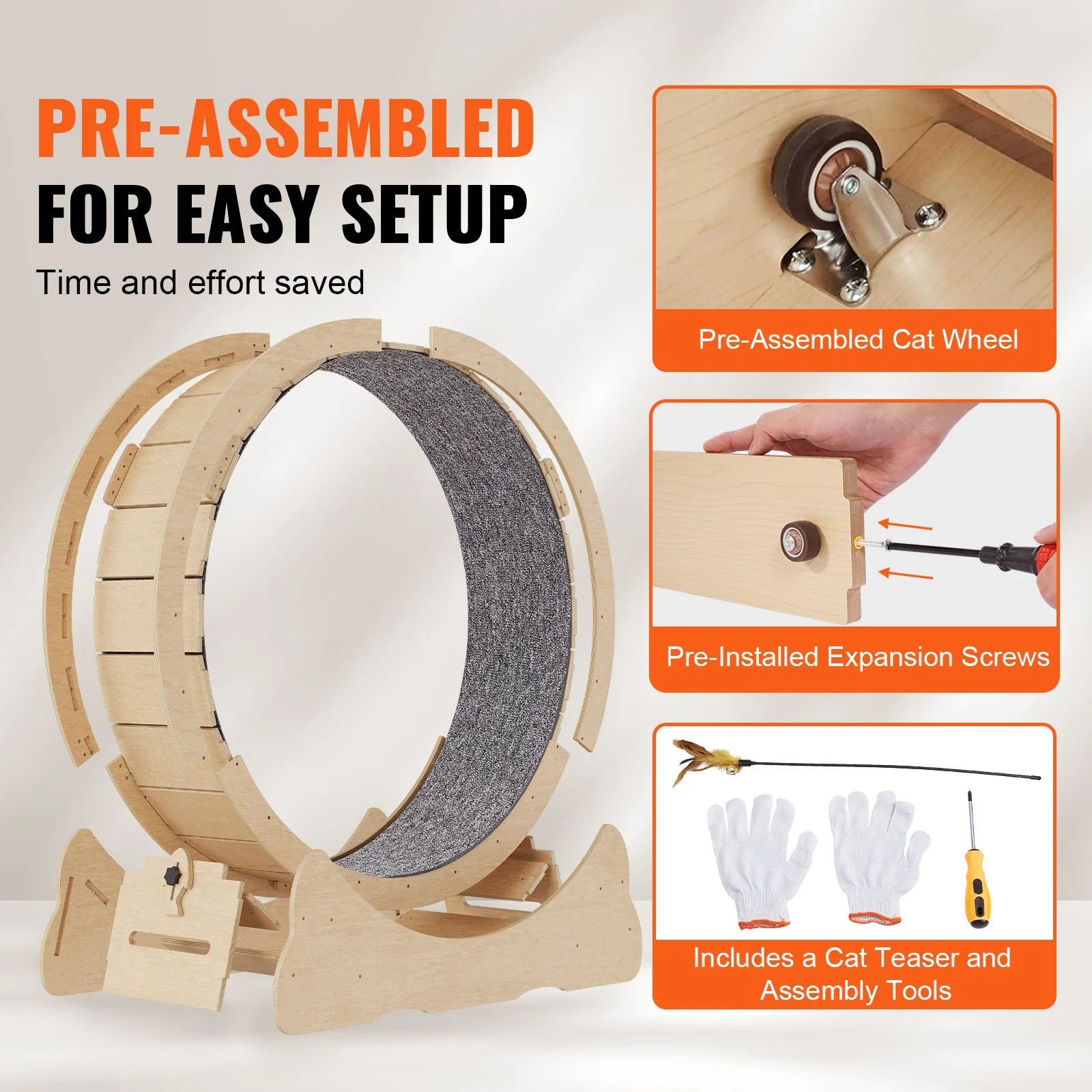 Cat Exercise Wheel Large Cat Treadmill Wheel for Indoor Cats 35.8 inch - Image 4