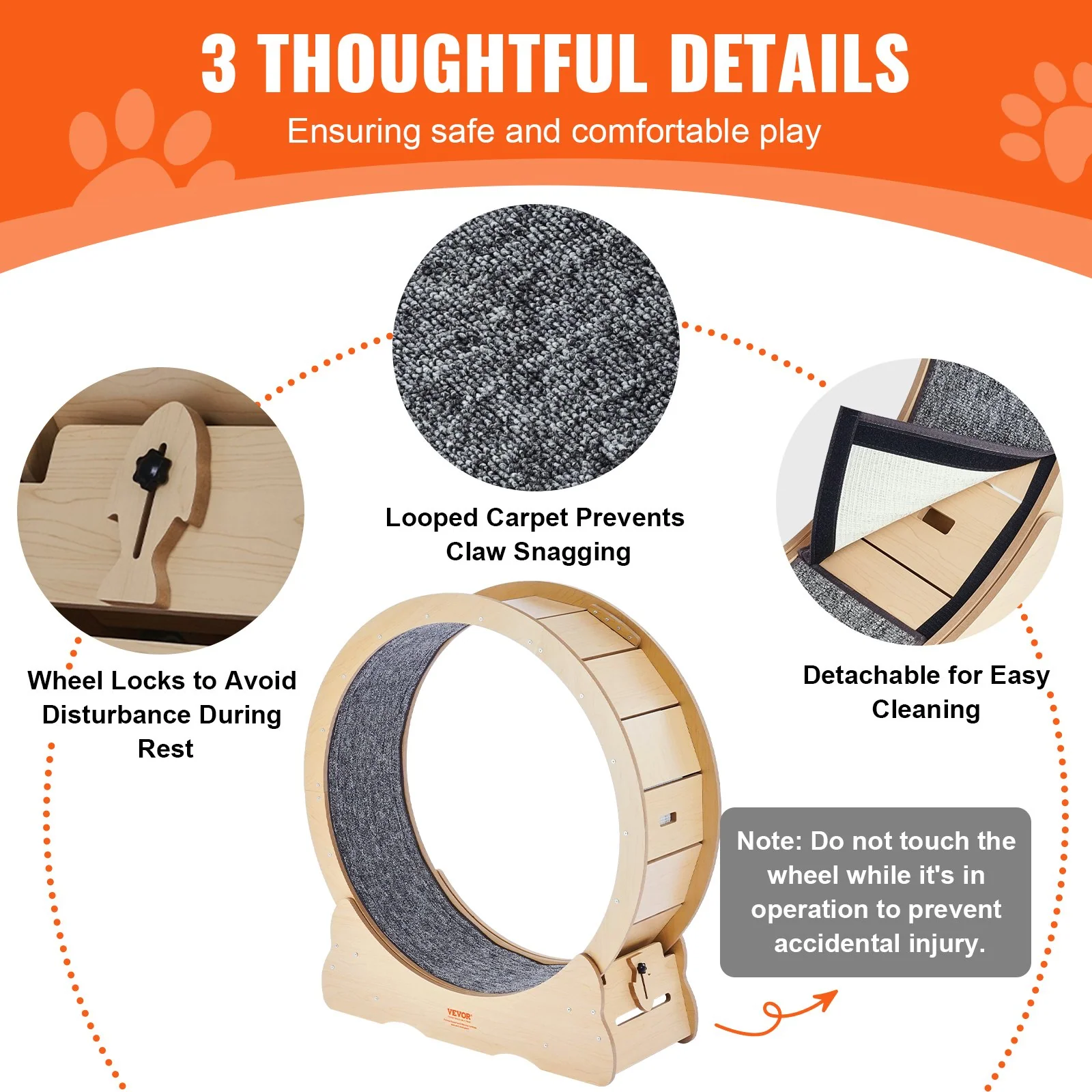 Cat Exercise Wheel Large Cat Treadmill Wheel for Indoor Cats 35.8 inch - Image 5