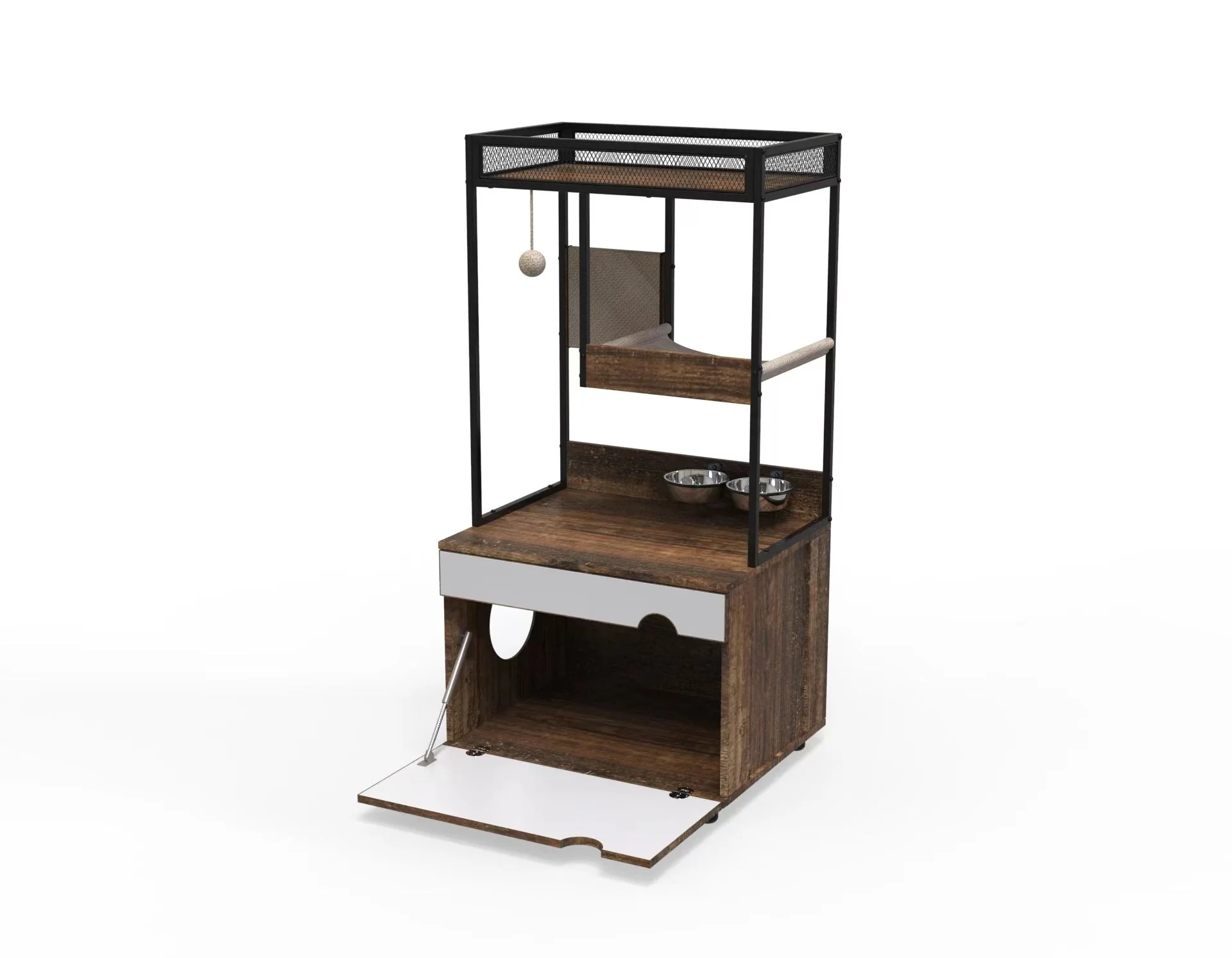 Cat Litter Box Enclosures with Cat Tree Tower, Cat Furniture ,Cat Cabinet - Image 5