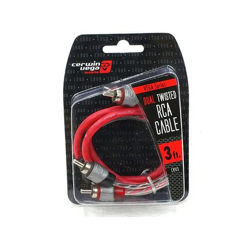 Cerwin-Vega CRV3 3' 2-Channel Dual Twisted RCA Molded Cable - Red