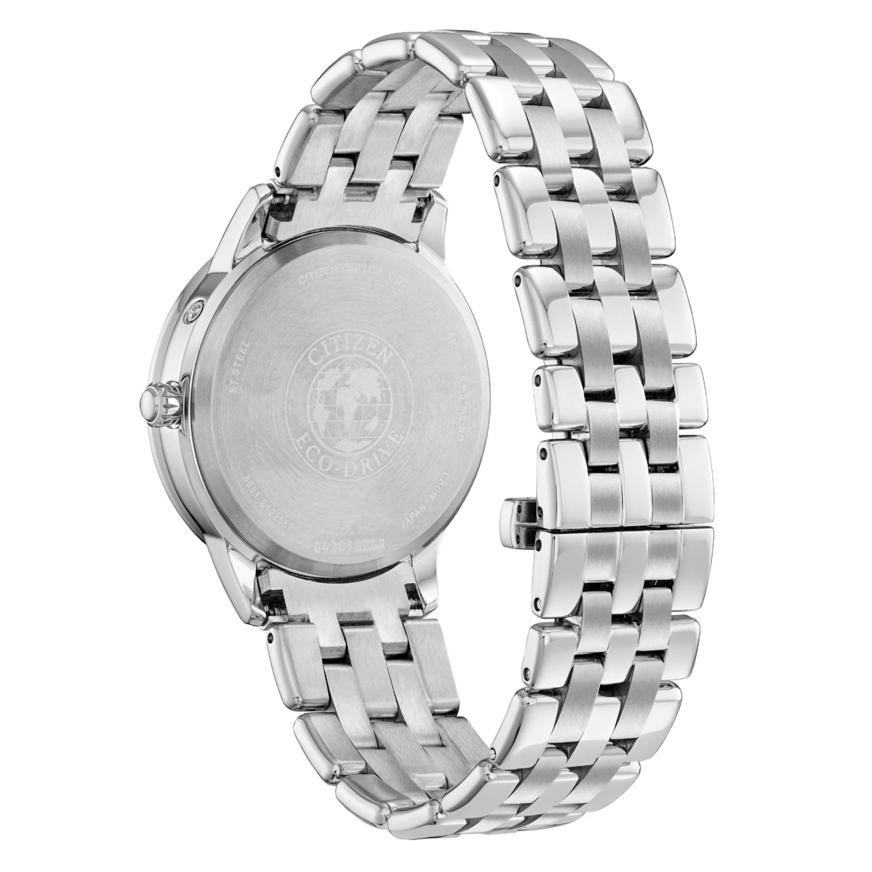 Citizen Calendrier Women's 37mm Eco Drive Stainless Steel Silver Tone Bracelet Watch - Blue Dial - Image 3