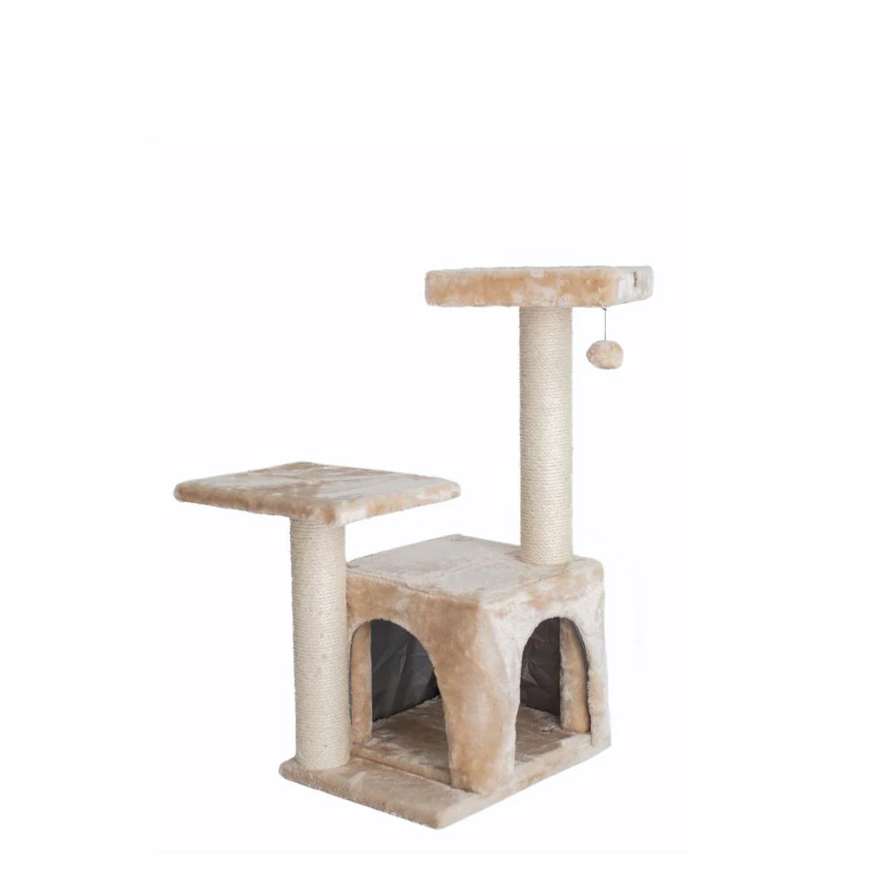 Classic Real Wood Cat Tree, 32-Inch Beige - Image 2