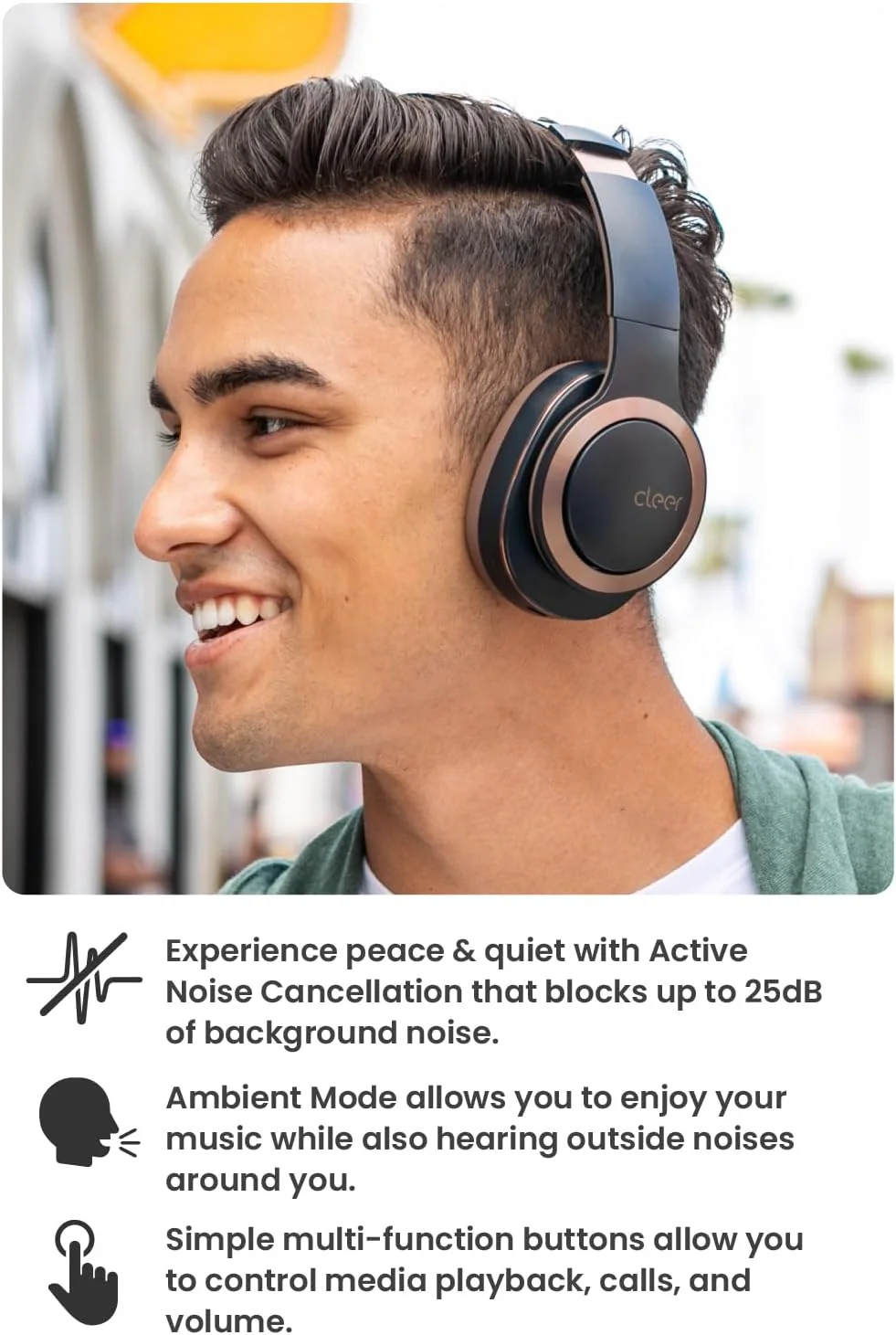 Cleer Enduro Active Noise cancelling Wireless Over-the-Ear Headphones - Image 4