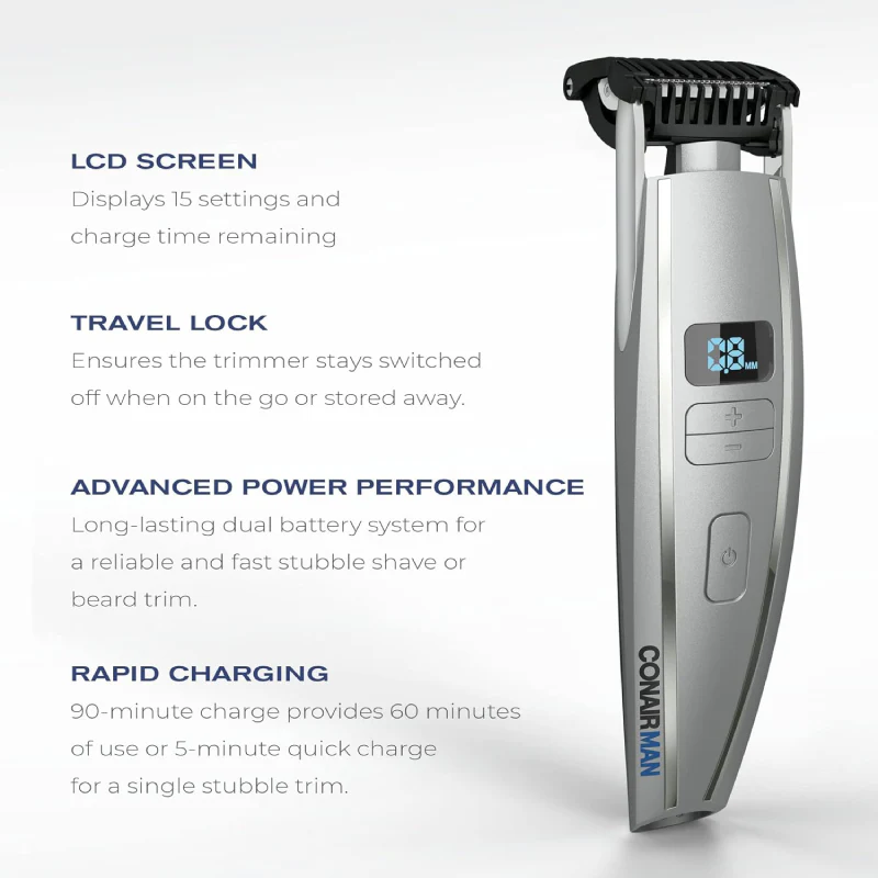 Conair ConairMan Men's Close Trim Precision Flex Head Beard and Stubble Trimmer - Silver - Image 5