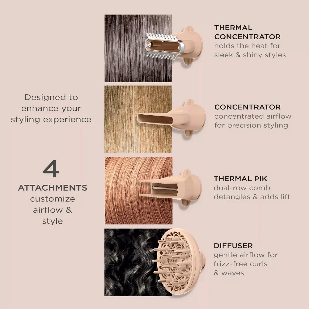 Conair InfinitiPRO Performa Series Ionic Dryer with 3 Attachments - Peach - Image 9