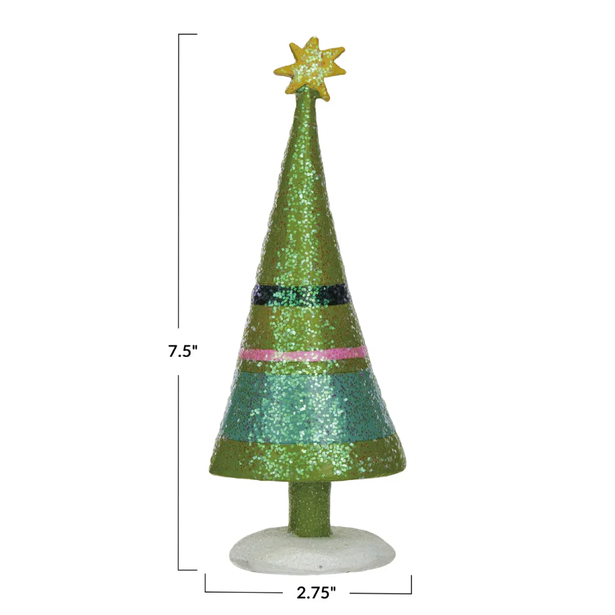 Creative Co-op Christmas Tree with Stripes and Star - Multicolor - Image 2