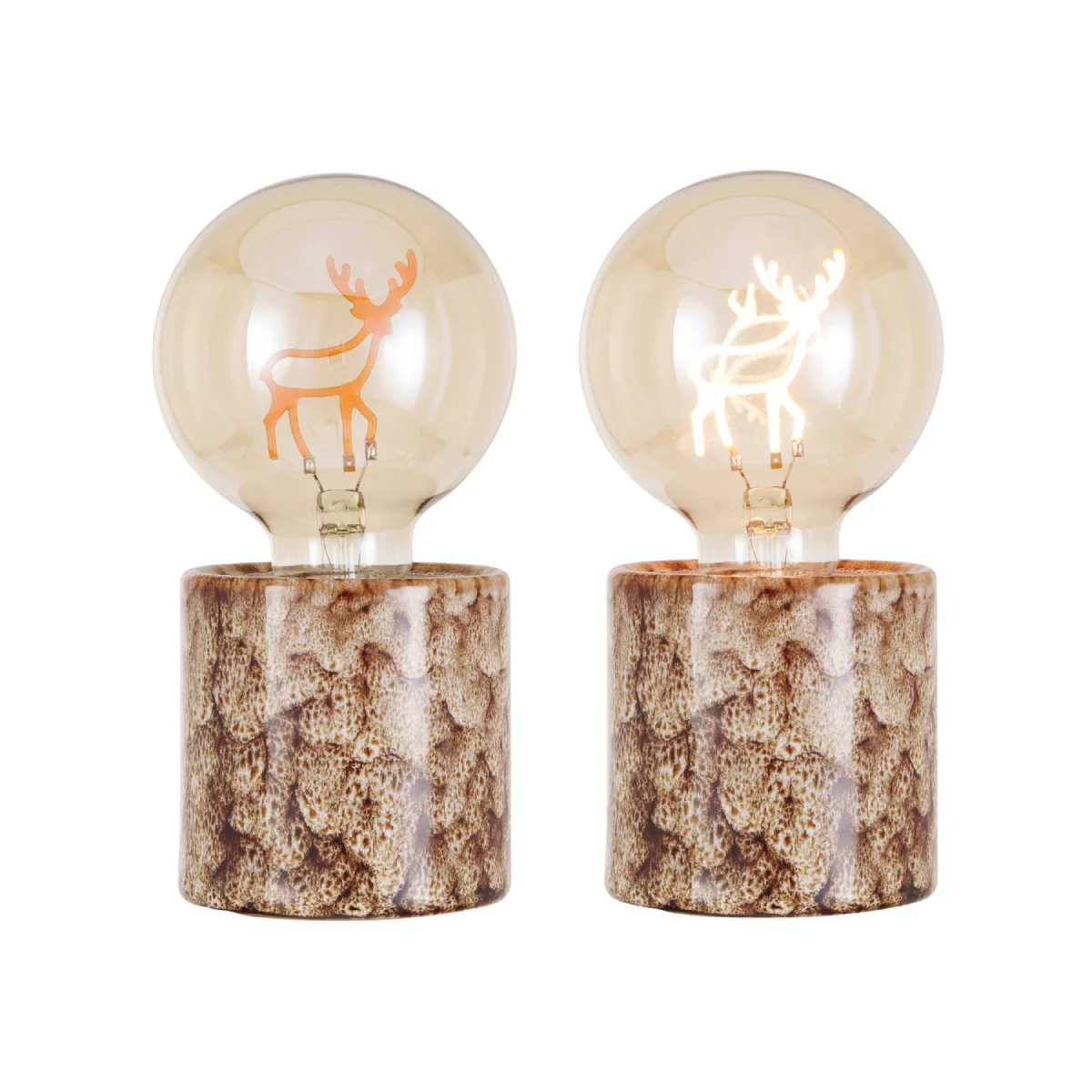 Creative Co-op Lamp with LED Deer Shape Filament Light Bulb - Brown/Cream - Image 2