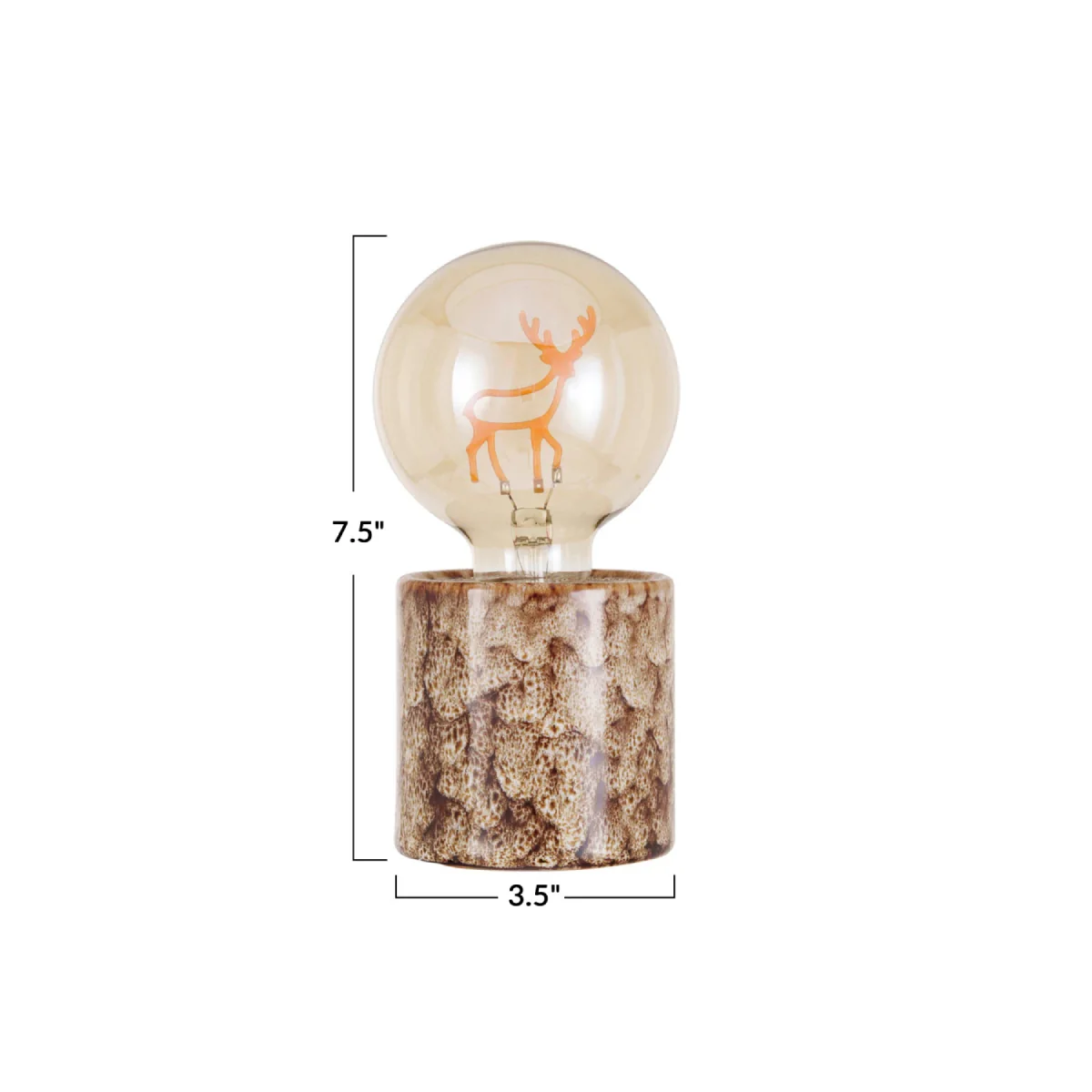 Creative Co-op Lamp with LED Deer Shape Filament Light Bulb - Brown/Cream - Image 3