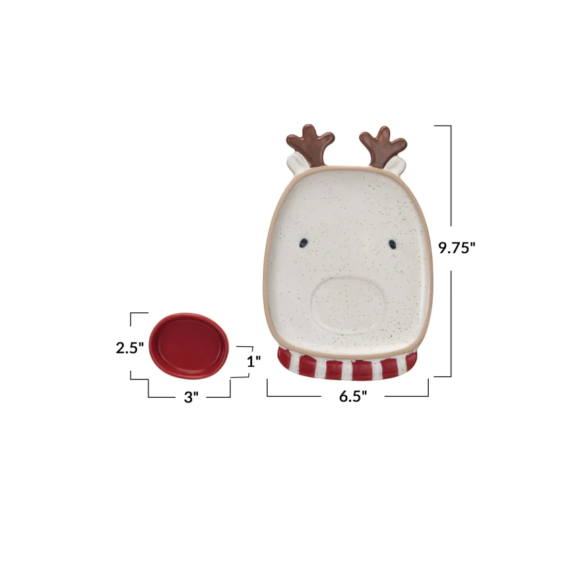 Creative Co-op Platter with Dish (Set of 2) - Red/white - Image 2