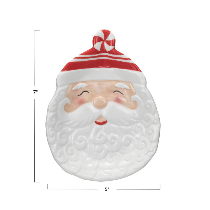 Creative Co-op Santa Shaped Plate - White/Red - Image 2