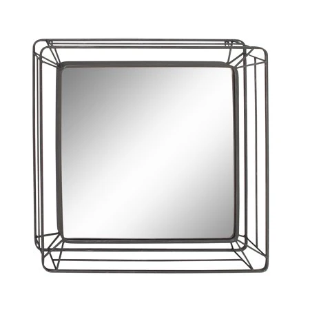 DecMode Modern 31 inch square iron skeletal framed wall mirror