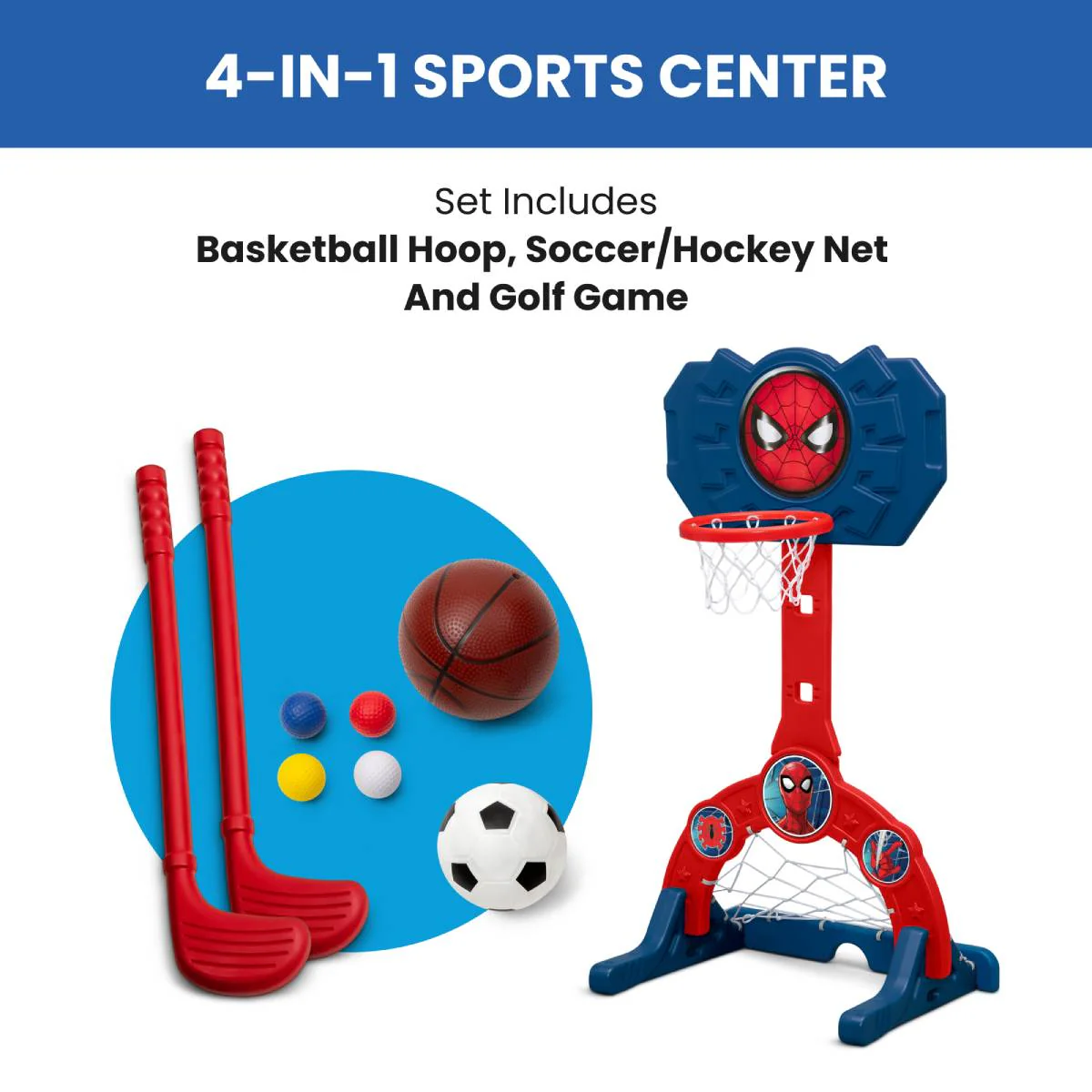 Delta Children Spider-Man 4-in-1 Sport Center Toy - Red/Blue - Image 6